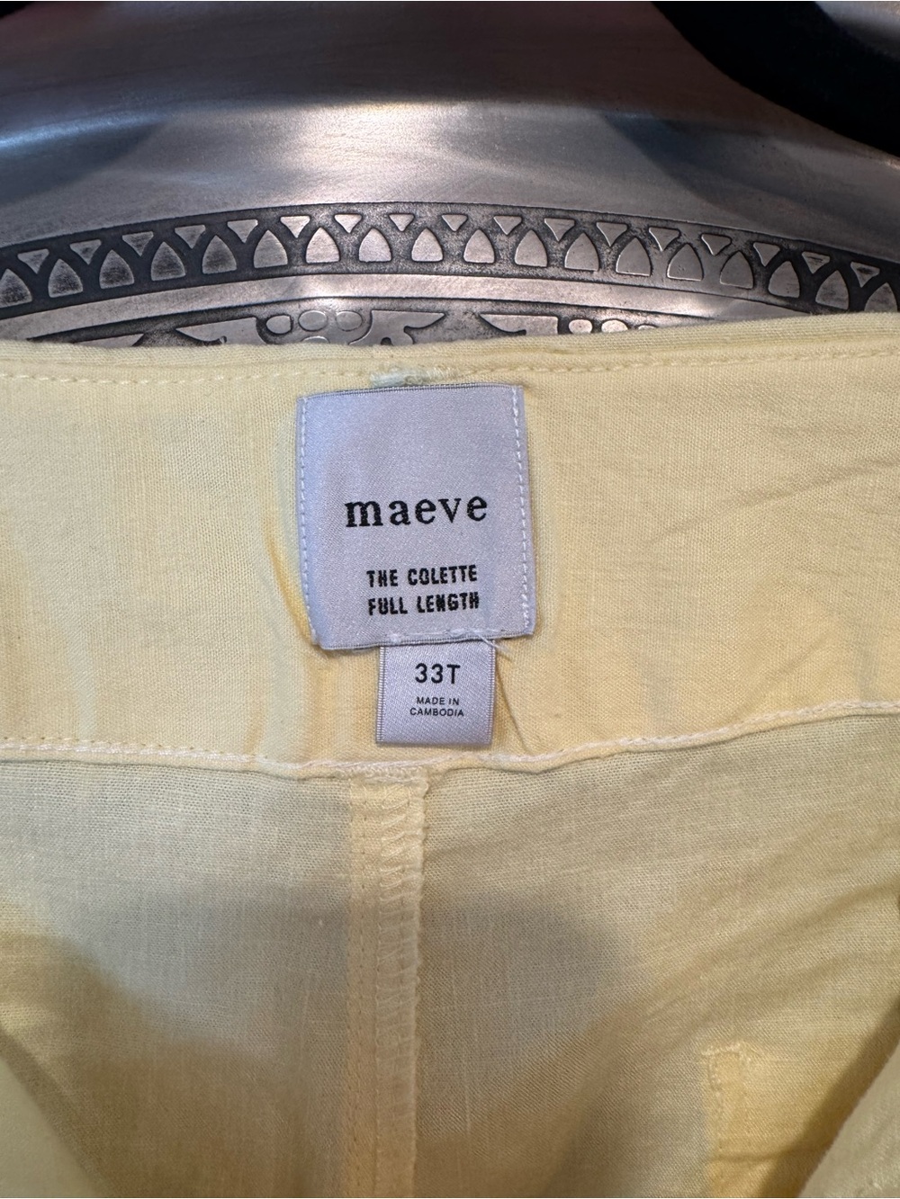 Anthropology Maeve Colette Yellow Embroidered Scallop Wide-Leg Crop Pants 33T NW - Picture 10 of 15